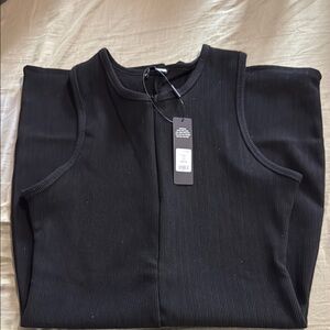 Black Sleeveless Ribbed romper